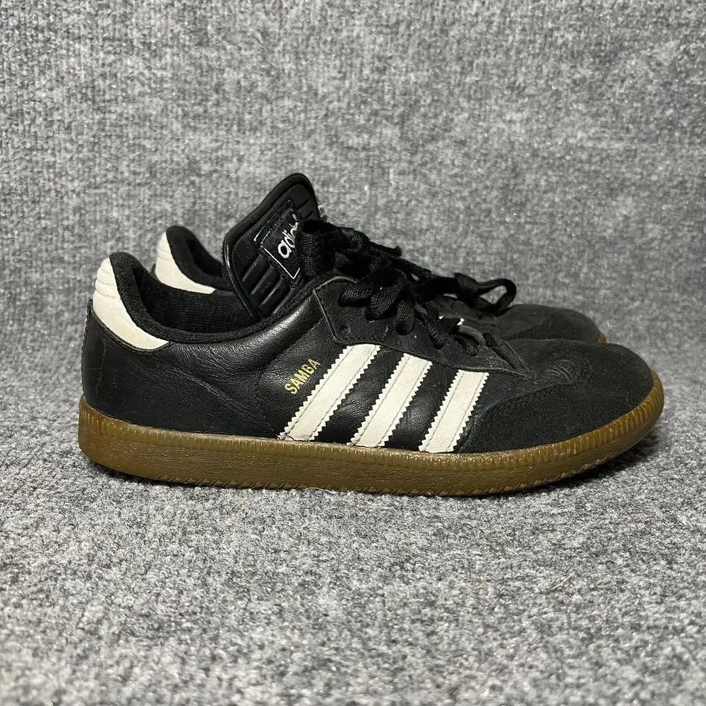 Adidas Samba Sneakers Mens US 5.5 Black Leather Low Top Lace Up Casual Shoes - Picture 1 of 11